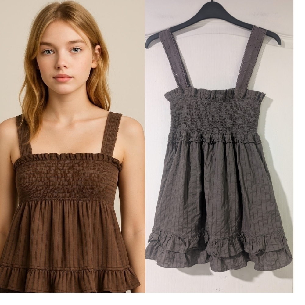 Bluenotes | Y2K Smocked Babydoll Tank Top